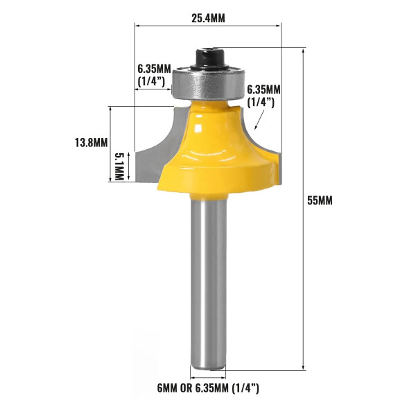 ROUND OVER ROUTER BIT 1/4 RADIUS